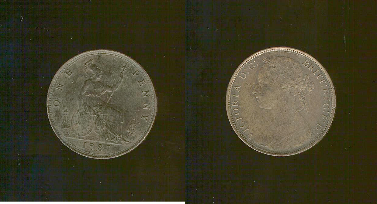 English penny 1881H VF/gEF